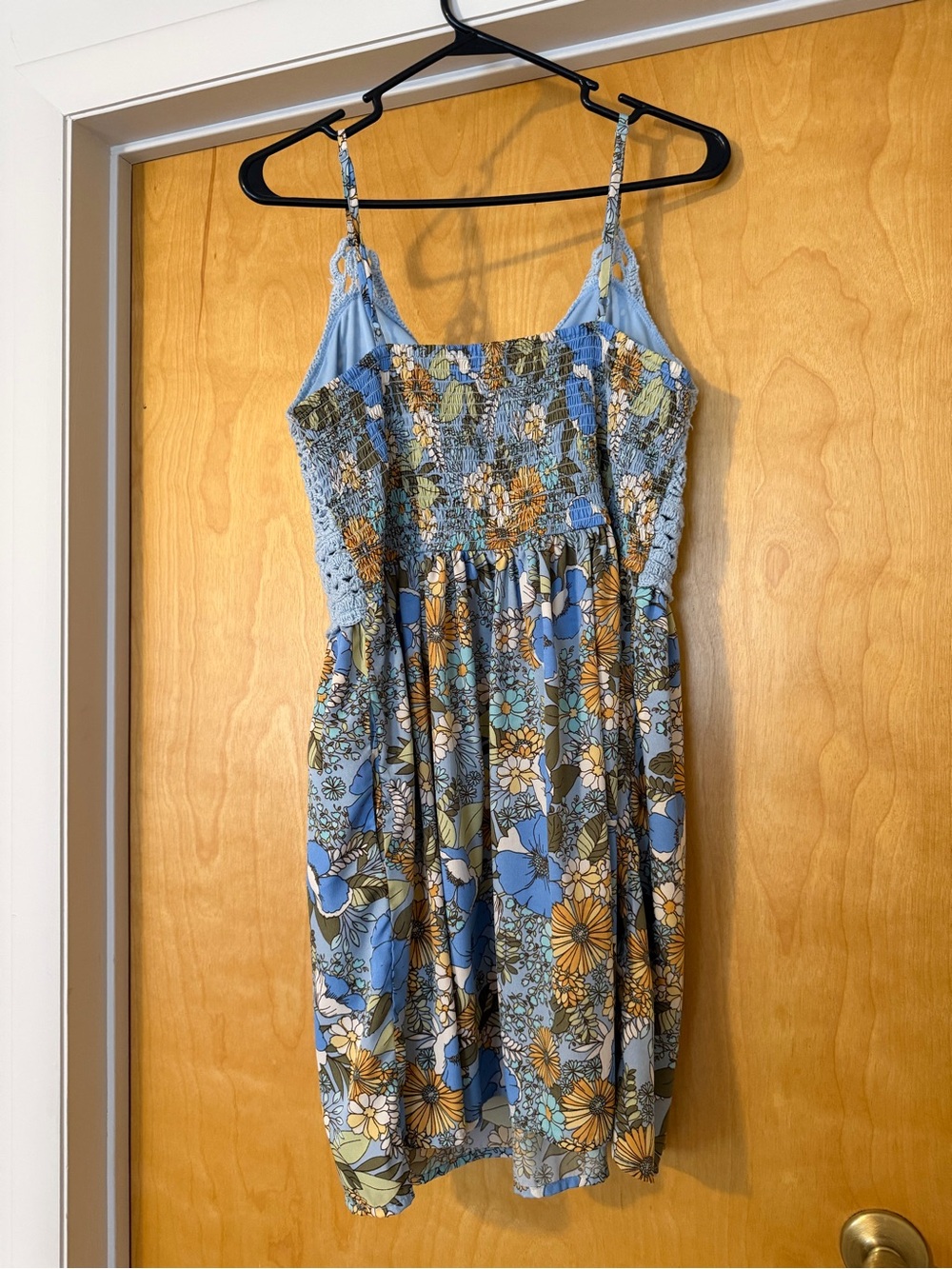 Sky Blue Crochet Bodice Floral Casual Sundress by Colleena - Picture 2 of 2